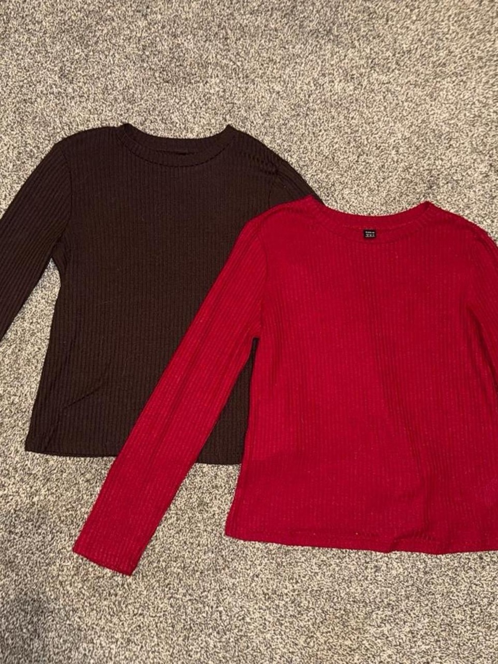 SHEIN Ribbed Long Sleeve Shirt/Sweater Material in Red and Black